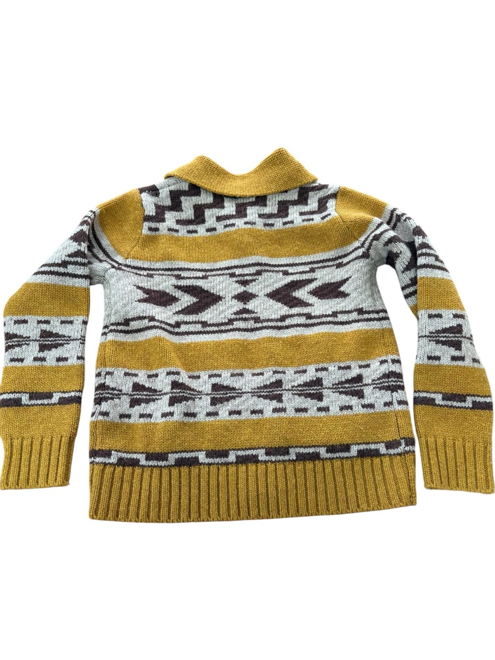 Pendleton Mustard Yellow, Cream & Brown Geometric Zip Cardigan - Picture 9 of 12